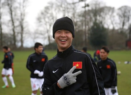 Các cầu thủ tỏ ra khá hưng phấn trong buổi tập