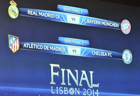 Lượt đi bán kết Champions League diễn ra vào ngày 22-23/4, lượt về vào ngày 29-30/4