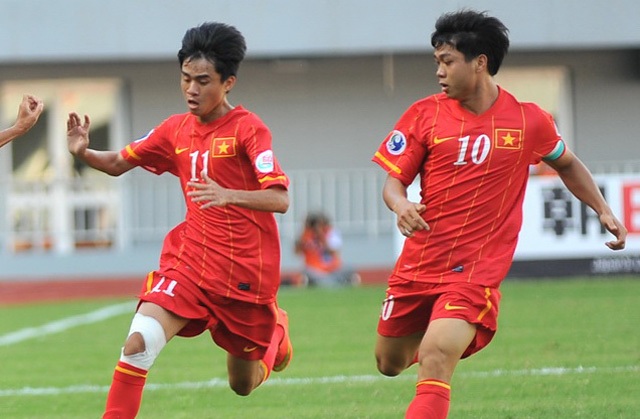 Thanh Hậu và Công Phượng trong màu áo U19 Việt Nam