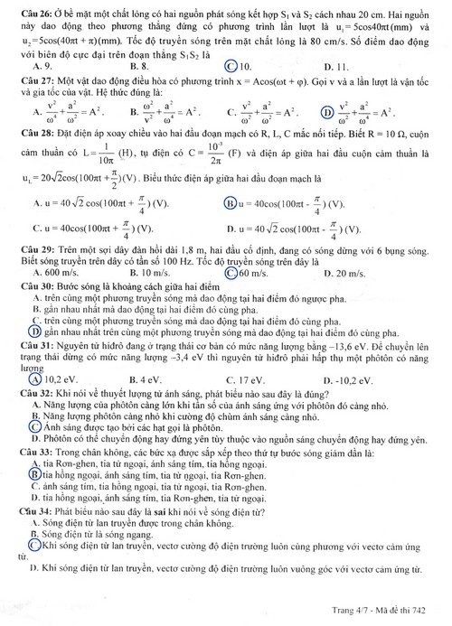 Gợi ý giải đề thi môn Vật lý khối A - 4