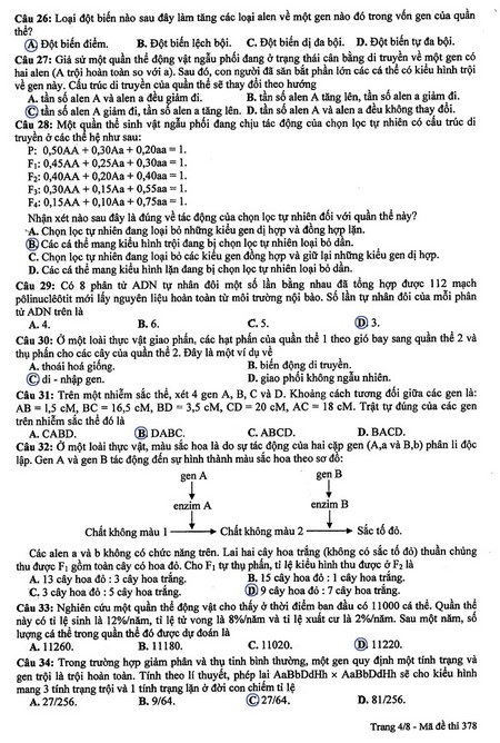 Gợi ý giải đề thi môn Sinh khối B (bản cập nhật) - 5