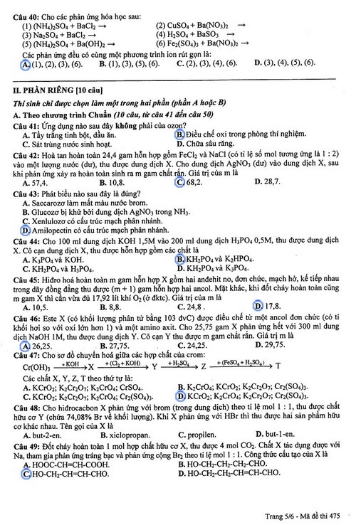 Gợi ý giải đề thi môn Hoá học khối B - 5 Gợi ý giải đề thi môn Hoá học khối B - 5