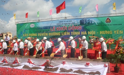Khởi công xây dựng tuyến đường liên tỉnh Hà Nội - Hưng Yên - 1 Khởi công xây dựng tuyến đường liên tỉnh Hà Nội - Hưng Yên - 1