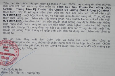Một tháng gặp hai “sự cố” với sữa Dutch Lady - 3 Một tháng gặp hai “sự cố” với sữa Dutch Lady - 3