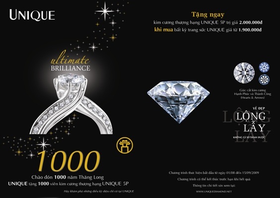 UNIQUE tặng 1.000 viên kim cương thượng hạng chào đón 1.000 năm Thăng Long. - 1 UNIQUE tặng 1.000 viên kim cương thượng hạng chào đón 1.000 năm Thăng Long. - 1