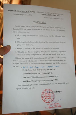 Cúm AH1N1 “tấn công” vào Đại học Văn hóa Hà Nội - 2