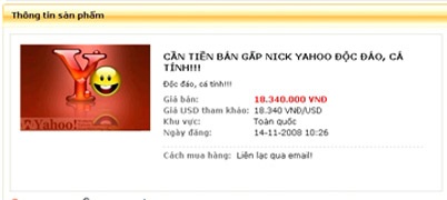 Nick Yahoo “đẹp” rao bán giá “khủng” | Báo Dân trí