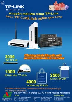 Chương trình khuyến mại lớn: Mua TP-Link, lĩnh nghìn quà tặng - 1 Chương trình khuyến mại lớn: Mua TP-Link, lĩnh nghìn quà tặng - 1