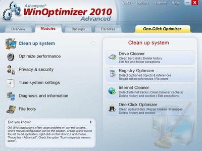 WinOptimizer 2010 - Tối ưu hệ thống chỉ bằng 1 cú click chuột - 6 WinOptimizer 2010 - Tối ưu hệ thống chỉ bằng 1 cú click chuột - 6