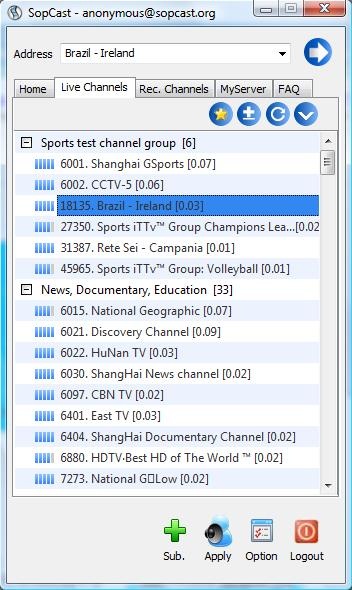Xem trực tuyến các trận đấu bóng đá với SopCast - 2 Xem trực tuyến các trận đấu bóng đá với SopCast - 2