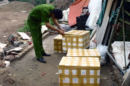 Phát hiện cơ sở tập kết nội tạng lợn hôi thối - 1