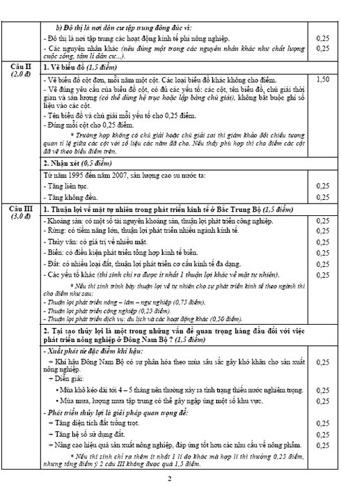 Đáp án môn Địa lý tốt nghiệp THPT 2010 của Bộ GD-ĐT  - 4