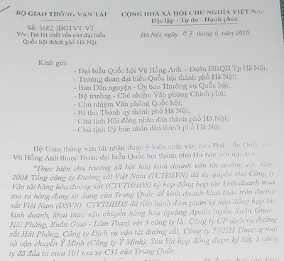Yêu cầu làm rõ vụ 51 toa tàu “bỗng dưng” bị dừng chạy - 1 Yêu cầu làm rõ vụ 51 toa tàu “bỗng dưng” bị dừng chạy - 1