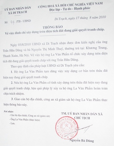 UBND xã Di Trạch cần sớm giải quyết dứt điểm việc tranh chấp đất đai tại khu đất Đấu giá - 1
