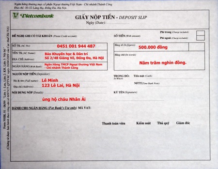 Thông báo: Quỹ Nhân Ái mở thêm tài khoản ở VietComBank - 1 Thông báo: Quỹ Nhân Ái mở thêm tài khoản ở VietComBank - 1