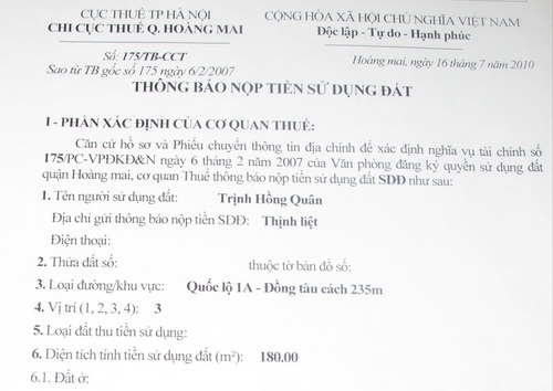Văn phòng Đăng ký Đất & Nhà quận Hoàng Mai có làm trái luật? - 1 Văn phòng Đăng ký Đất & Nhà quận Hoàng Mai có làm trái luật? - 1