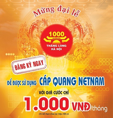 Sử dụng Internet cáp quang NetNam với cước phí chỉ 1000đ/tháng - 1 Sử dụng Internet cáp quang NetNam với cước phí chỉ 1000đ/tháng - 1