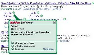 Bảo đảm an toàn khi lướt web với McAfee SiteAdvisor - 3 Bảo đảm an toàn khi lướt web với McAfee SiteAdvisor - 3