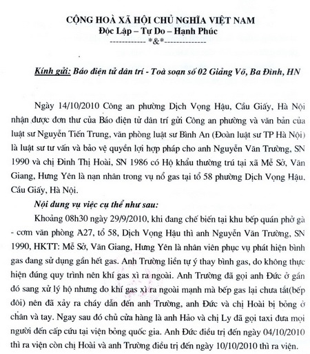 Nguyên nhân vụ cháy quán cơm tại phường Dịch Vọng Hậu là do bất cẩn - 1 Nguyên nhân vụ cháy quán cơm tại phường Dịch Vọng Hậu là do bất cẩn - 1