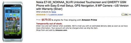 Amazon nhận đặt hàng Nokia E7 với giá “cắt cổ” - 1 Amazon nhận đặt hàng Nokia E7 với giá “cắt cổ” - 1