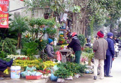 Hàng Tết đua nhau “chém” lòng đường, hè phố - 4 Hàng Tết đua nhau “chém” lòng đường, hè phố - 4