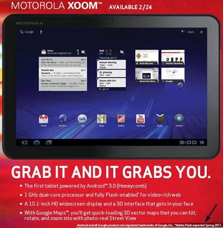 Motorola Xoom “lên kệ” nhưng chưa hỗ trợ Flash - 1 Motorola Xoom “lên kệ” nhưng chưa hỗ trợ Flash - 1