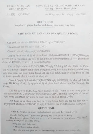 Chủ đầu tư thách thức pháp luật hay sự “chùn tay” của lãnh đạo quận Hà Đông? - 1 Chủ đầu tư thách thức pháp luật hay sự “chùn tay” của lãnh đạo quận Hà Đông? - 1