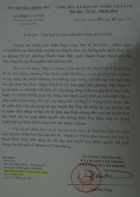Chủ đầu tư thách thức pháp luật hay sự “chùn tay” của lãnh đạo quận Hà Đông? - 3 Chủ đầu tư thách thức pháp luật hay sự “chùn tay” của lãnh đạo quận Hà Đông? - 3