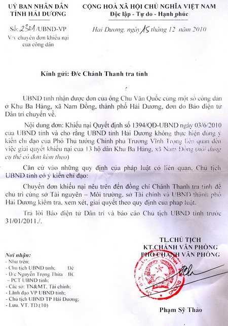 Thanh tra tỉnh không thực hiện chỉ đạo của UBND tỉnh Hải Dương - 1