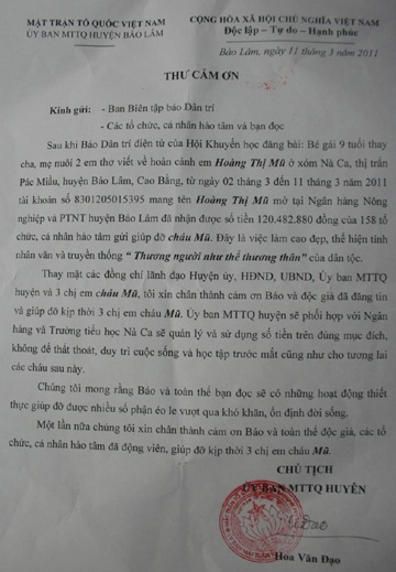 Bạn đọc giúp đỡ em Hoàng Thị Mũ hơn 220 triệu đồng - 6