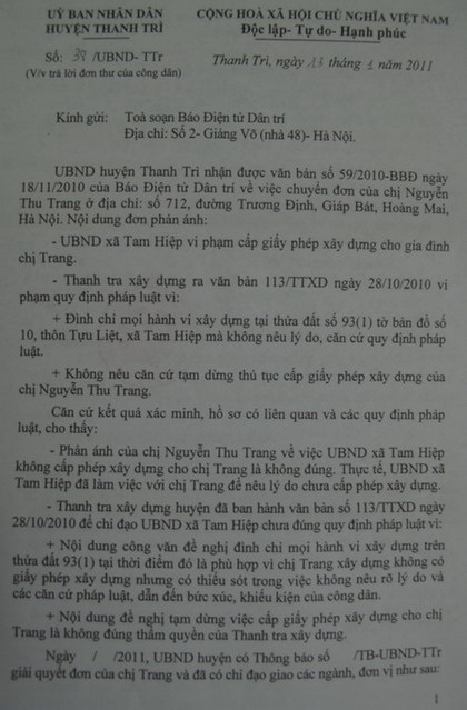 Cần xử lý nghiêm đối tượng xâm chiếm đất trái phép tại Thanh Trì - 1 Cần xử lý nghiêm đối tượng xâm chiếm đất trái phép tại Thanh Trì - 1