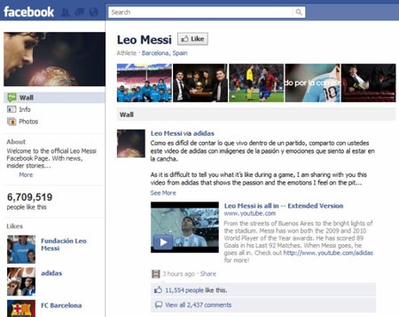 Messi “quyến rũ” hàng triệu fan trên Facebook - 1