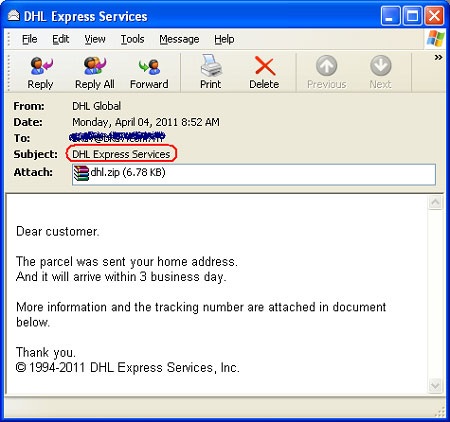 Giả mạo dịch vụ chuyển phát nhanh để phát tán virus - 1 Giả mạo dịch vụ chuyển phát nhanh để phát tán virus - 1