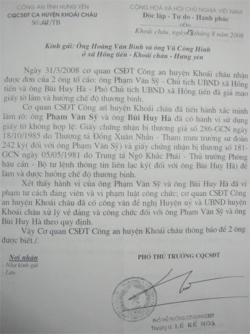 Cả Chủ tịch và Phó Chủ tịch xã giả hồ sơ thương binh - 1 Cả Chủ tịch và Phó Chủ tịch xã giả hồ sơ thương binh - 1