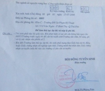 Giấy báo thi sai, nhiều thi sinh không được dự thi - 1 Giấy báo thi sai, nhiều thi sinh không được dự thi - 1