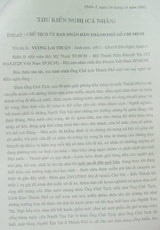 Bức thư gửi Chủ tịch UBND TPHCM của Vương Lai Thuận - 1