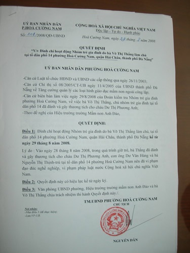 Đình chỉ bảo mẫu có hành vi đánh cháu bé 16 tháng tuổi - 1