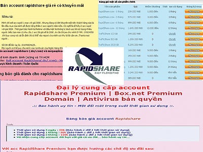 Nhộn nhịp “chợ” bán mua tài khoản Rapidshare lậu - 1 Nhộn nhịp “chợ” bán mua tài khoản Rapidshare lậu - 1