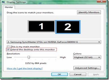 Sử dụng đồng thời 2 màn hình trên Windows Vista - 3 Sử dụng đồng thời 2 màn hình trên Windows Vista - 3