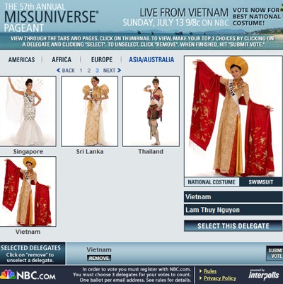 Khởi động bình chọn trực tuyến cho Hoa hậu Hoàn vũ 2008 - 1 Khởi động bình chọn trực tuyến cho Hoa hậu Hoàn vũ 2008 - 1