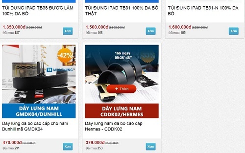 Trên trang muachungtb.vn giá dây lưng Hermes là 379.000 đồng