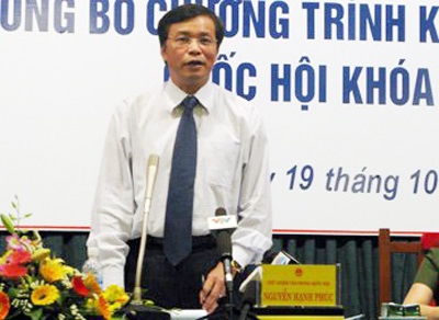 Báo cáo thực hiện lời hứa là căn cứ bỏ phiếu tín nhiệm Bộ trưởng - 1 Chủ nhiệm Văn phòng Quốc hội Nguyễn Hạnh Phúc chủ trì họp báo về chương trình kỳ họp thứ 4.