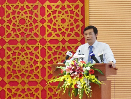 Đề xuất 5 năm mới lấy phiếu tín nhiệm 1 lần - 1 Chủ nhiệm Văn phòng Quốc hội Nguyễn Hạnh Phúc tại cuộc họp báo.
