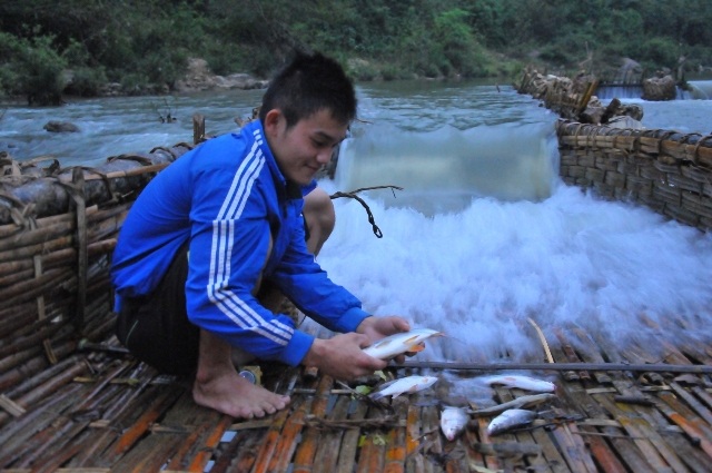 Bẫy cá không chỉ là miếng cơm manh áo của người dân Na Lạc bao đời nay mà còn là niềm vui của họ