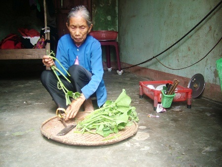 ...và thái nhỏ những củ sắn vừa thu hoạch ngoài vườn để mẹ con ăn tạm mà sống qua ngày