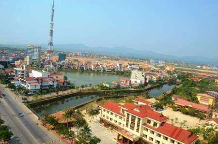 Một góc Thành phố Đồng Hới nhìn từ trên cao