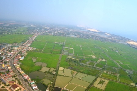 Cánh đồng xanh tít tắp bên thành phố