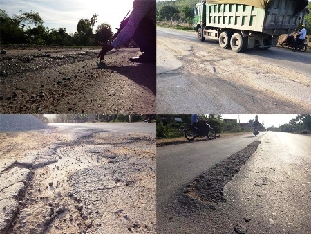 Thảm cảnh QL 12A xuống cấp thê thảm (Ảnh: Đặng Tài)