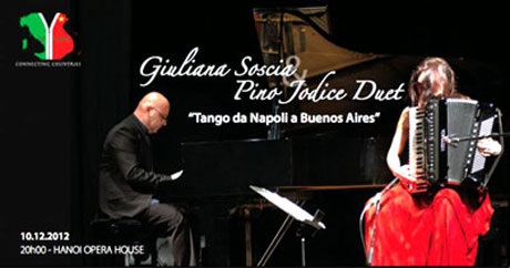 Thưởng thức Hòa nhạc Ý tại Hà Nội - 1 Cặp song tấu nổi tiếng của Ý, Giuliana Soscia & Pino Jodice Duet