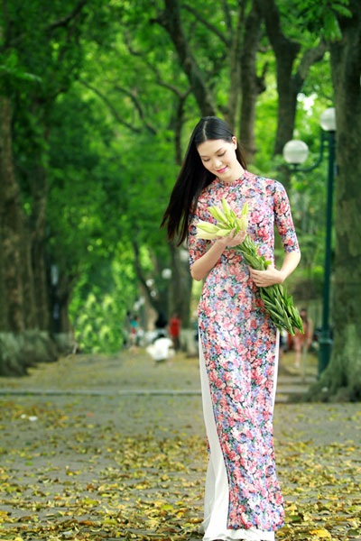 Hoa hậu Thùy Dung duyên dáng áo dài giữa phố Hà Nội - 3 Hà Thanh